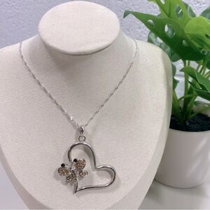 NWOT custom heart and butterfly 17” necklace​​​​​​​​​​​​​​​